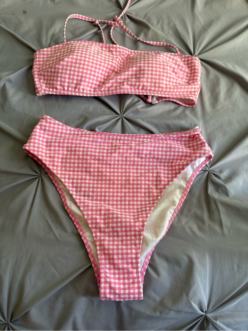 Victoria's Secret Pink and White Gingham Bikini Top